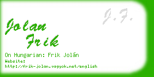 jolan frik business card